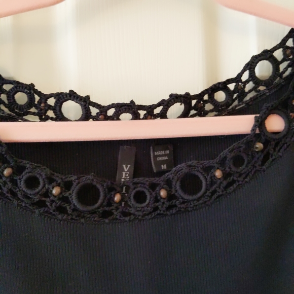 Venini Black Crochet Detail Sweater with Wooden Beads size Medium - Picture 4 of 9